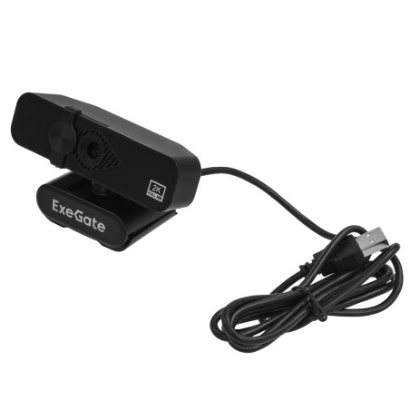 Веб-камера ExeGate EX287380RUS Stream C940 2K T-Tripod (матрица 1/3" 5Мп, 2560x1440, 30fps, 4-линзовый объектив, ручной фокус, USB, микрофон с шумоподавлением, поворотное крепление, телескопический штатив Tripod Tele Ball, кабель 1,5 м, поддержка H.264, W