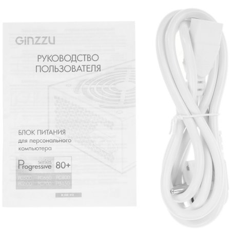 Блок питания Ginzzu PC700 14CM(Red) 80 PLUS black,APFC,24+4p,2 PCI-E(6+2), 7*SATA, 4*IDE,оплетка, кабель питания,цветная коробка