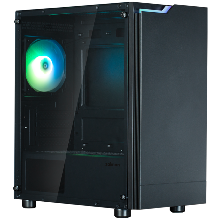 Компьютерный корпус ZALMAN T4 PLUS, MATX, черный, WINDOW, 1 x Combo (3.5'' or 2.5''), 1x3.5'', 2x2.5", 1xUSB 2.0, 2xUSB 3.0, REAR 1x120мм ARGb