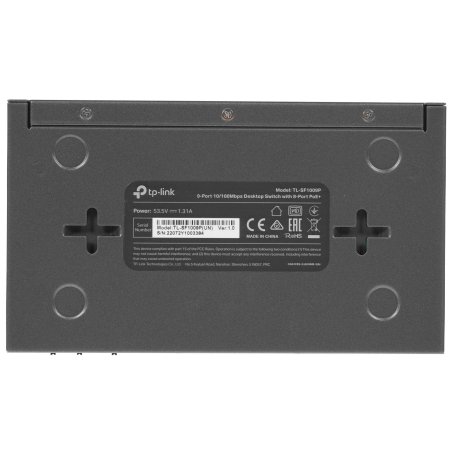 Коммутатор 9-port 10/100Mbps unmanaged switch with 8 PoE+ ports, compliant with 802.3af/at PoE, 65W PoE budget, support 250m Extend Mode, Priority mode and Isolation mode, desktop mount, plug and play.