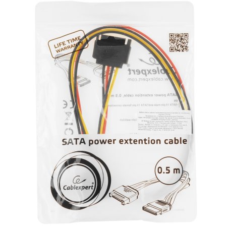 Удлинитель кабеля питания SATA Cablexpert CC-SATAMF-02, 15pin(M)/15pin(F), 50см