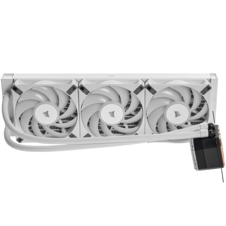 Система жидкостного охлаждения Water Cooling System Corsair iCUE H150i ELITE CAPELLIX XT (360мм, белый, RGb/ Fans: 3x120мм, 65.57CFM, 37dBA, 2100RPM/Rad thickness 27мм/ S: 1851, 1700, 1200, 115X, AM5, AM4)