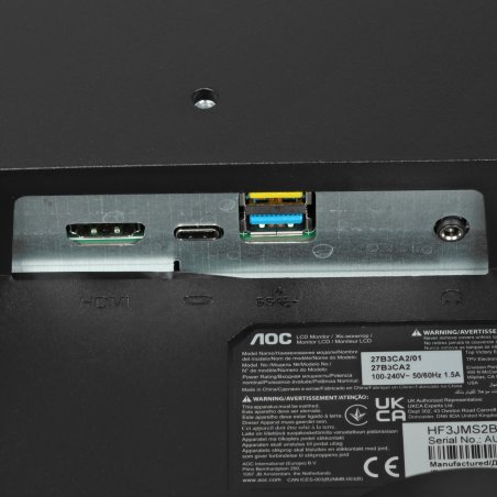 Монитор 27" AOC Basic-Line 27B3CA2 IPS 1920x1080, 100 Гц, 1 мс, 16:9, 250 кд/м2, 1xHDMI, 1xDP, 1xUSB-C, черный