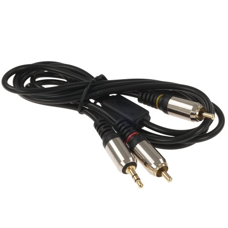 Кабель аудио Cablexpert CCAB-02-35M2RM-1.5MB. 3.5 Jack(M)/2х RCA (M), черный, 1.5м, блистер