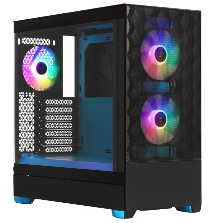 Компьютерный корпус без блока питания Fractal Design Pop Air RGb Cyan Core TG Clear Tint, Midi-Tower, 3x120мм RGb, 2xUSB-A 3.2 ATX, mATX, mITX черный/циан
