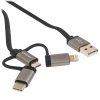 Кабель Crown USB - microUSB/USB Type-C/Lightning CMCU-3182 черный