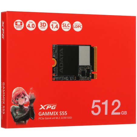 Накопитель SSD NVMe ADATA XPG GAMMIX S55, 512Gb, PCIe 4.0 x4, 2230, R/W 5000/3000 Мбайт/сек