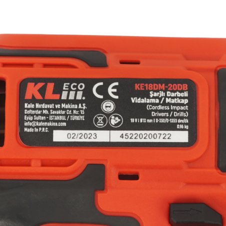 Шуруповерт ударный аккумуляторный KLECO KE18DM-20DB (18В, Li-ion-2шт, 2 А·ч, 30Нм, З/У, биты 32шт, сверла 9шт дерево/металл, кейс)