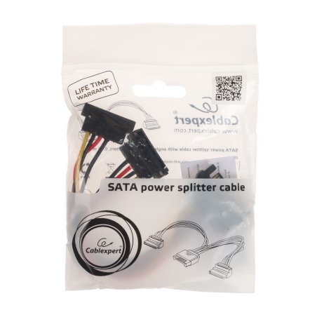 Кабель Gembird/CablexpertКабель питания SATA, 15см, 15pin (M)/2x15pin(F) на 2 SATA устройства, угловой разъем (CC-SATAM2F-02)