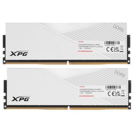 Оперативная память XPG Lancer, DDR5, 64Gb (2x32Gb), 6000MHz, CL30, DIMM, с радиаторами, RGb, белый