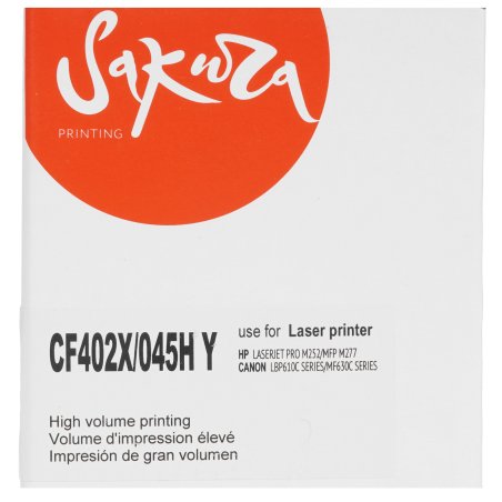 Картридж лазерный Sakura CF402X для HP Color LaserJet Pro M252n/M252dn/MFP277dw/277n, желтый, 2300 к.
