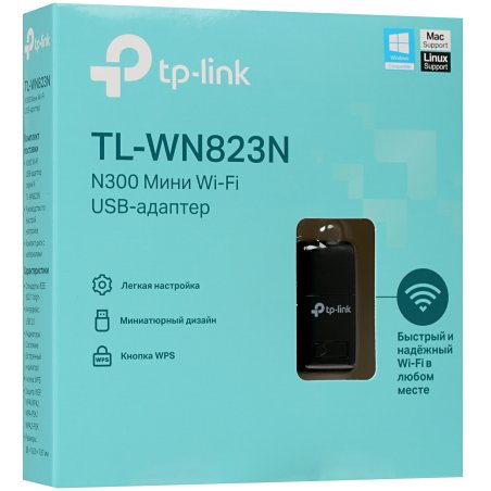 Сетевой адаптер TP-Link SOHO TL-WN823N Беспроводной USB мини адаптер 300Мбит/с стандарта N c кнопкой QSS(Realtec)