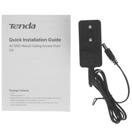 Двухдиапазонная гигабитная точка доступа Tenda i24 AC1200, 2,4/5 ГГц, до 1167 Мбит/с, антенны 2x4дБи, PoE, 1x1 Gbит/с