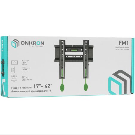 Кронштейн ONKRON FM1 для телевизора 17"-43" фиксированный, черный FM1