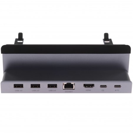 Док-станция для ноутбука Lyambda LIN-07 Type-C 11 в 1 Multimedia DUAL Hdmi /Type-C /Usb 3.0/RJ45/AUX 3.5/SD/TF Aluminum Gray