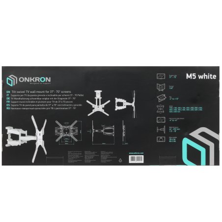 Кронштейн ONKRON M5 для телевизора 37"-70" наклонно-поворотный, белый