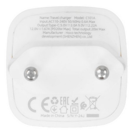 Сетевое зарядное устройство HOCO (6931474769381) C101Aai 1Type-C PD 20W, Blue ice