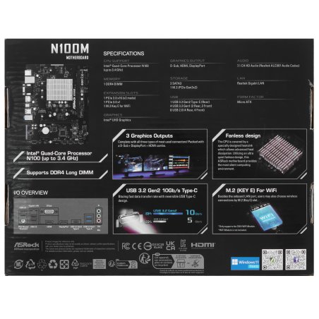 Материнская плата ASRock A520M-HVS, AM4, AMD A520, 2xDDR4, 4xSATA, 1xM.2, 1xPCIe 3.0 x16, 1xPCIe 3.0 x1, 1xHDMI, 1xVGA, 1x 1Gb LAN, 3x3.5 мм, 7.1, mATX