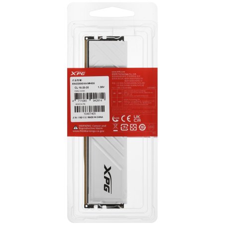 Оперативная память XPG Gaммix D35, DDR4, 8GB (1x8GB), 3200MHz, CL16, UDIMM, с радиатором, белый