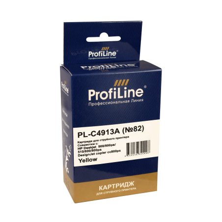 Картридж струйный ProfiLine PL-C4913A №82 для принтеров HP Deskjet 500/500ps/510/800/800ps(24/42in) DesignJet copier cc800ps Yellow водные