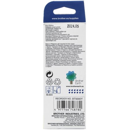 Чернила водорастворимые Brother BT5000Y желтый (48 мл., 5000 стр.) для Brother DCP-T300/T500W/T700W