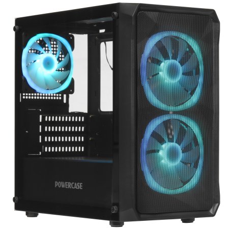 Компьютерный корпус Powercase Mistral Micro A3B ARGb, Tempered Glass, 2x 140мм ARGb PWM+1x 120мм ARGb PWM, черный, mATX (CMMAB-A3-V2)