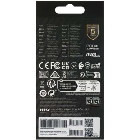 Накопитель SSD MSI SPATIUM M450, 1Tb, PCIe 4.0 x4, M.2 2280, NVMe, R/W 3400/2400