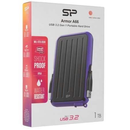 Внешний HDD 2.5" Silicon Power Armor A66, 1TB, USB 3.2 Gen 1 Type-A, 5400 rpm, черно-синий
