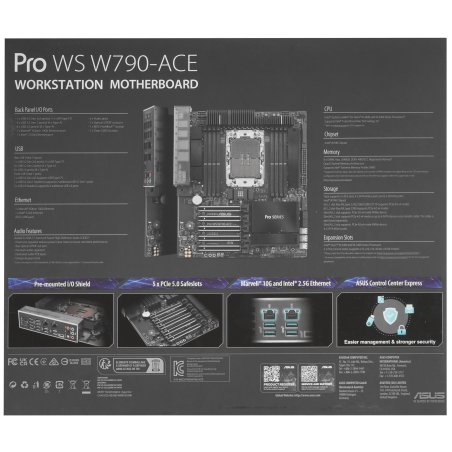 Материнская плата серверная ASUS S14NA-U12, 1xSP6 (LGA4844), AMD EPYC, 12xDDR5 (ECC RDIMM), 2xM.2, 2xPCIe 5.0 x16, 1xPCIe 5.0 x8, 1xVGA, 2x25Gb LAN (SFP28), 2xUSB-A 5Gbps, CEB