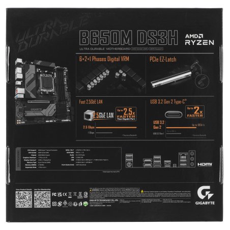 Материнская плата Gigabyte B650M K Socket AM5 AMD B650 4xDDR5 mATX AC`97 8ch(7.1) 2.5Gg RAID+HDMI