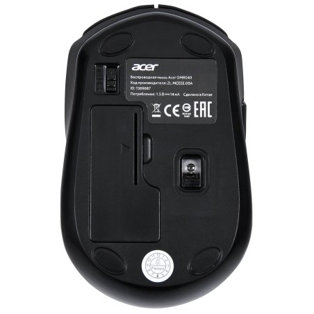 Мышь беспроводная Acer OMR040 черный, 1600 dpi, радиоканал, USB, кнопки - 6