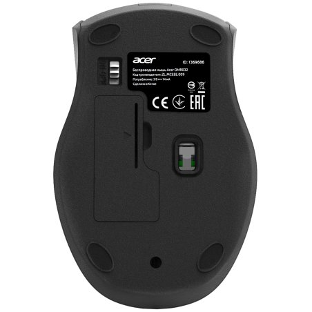 Мышь беспроводная Acer OMR032 черный/красный, 1600 dpi, радиоканал, USB, кнопки - 4