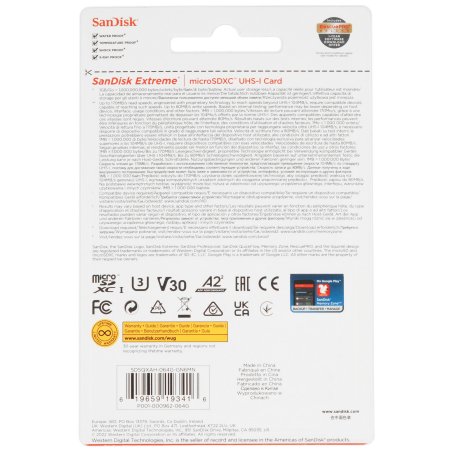 Флеш карта microSD 64Gb SanDisk microSDXC Class 10 UHS-I A1 C10 V30 U3 Extreme 170Mb/s