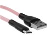 Кабель PERFEO USB A вилка - Micro USB вилка, 2.4A, розовый, силикон, длина 1 м., SILICON (U4025)