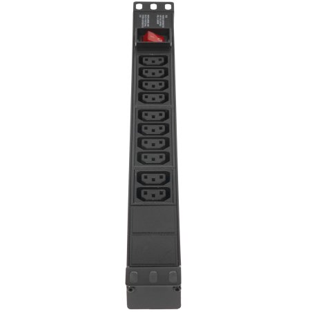 Блок розеток горизонтальный ExeGate ServerPro PDU-19H001 Al-10С13-C14-SW, 1U, Алюминий, 10 IEC 320 C13, С14, выкл. с подсветкой, черный