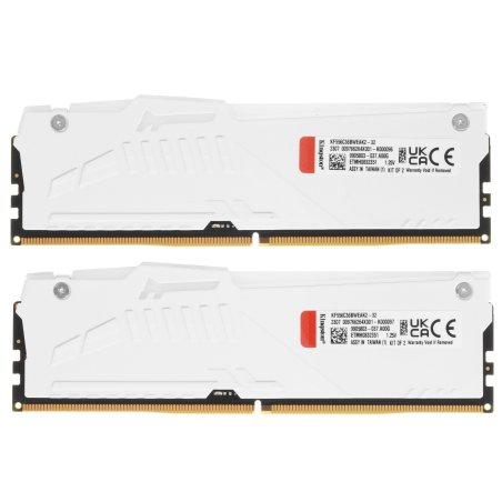 Оперативная память Kingston Fury Beast, DDR5, 32Gb (2x16GB), 5600MHz, CL36, DIMM, радиатор, RGB, белый