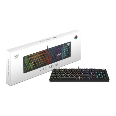 Клавиатура проводная MSI FORGE GK100, Wired, RGb lighting, Anti-ghosting Capability, Black