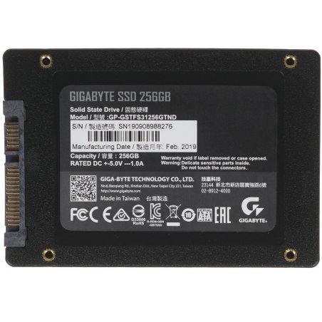 Накопитель SSD Gigabyte, 256Gb, 2.5", SATA III, R/W 520/500