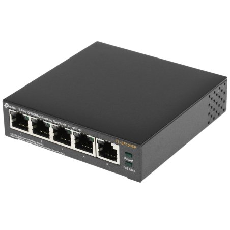 Коммутатор TP-Link SMB TL-SF1005P 5-портовый 10/100 Мбит/с настольный коммутатор с 4 портами PoE
