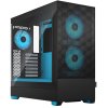 Компьютерный корпус без блока питания Fractal Design Pop Air RGb Cyan Core TG Clear Tint, Midi-Tower, 3x120мм RGb, 2xUSB-A 3.2 ATX, mATX, mITX черный/циан