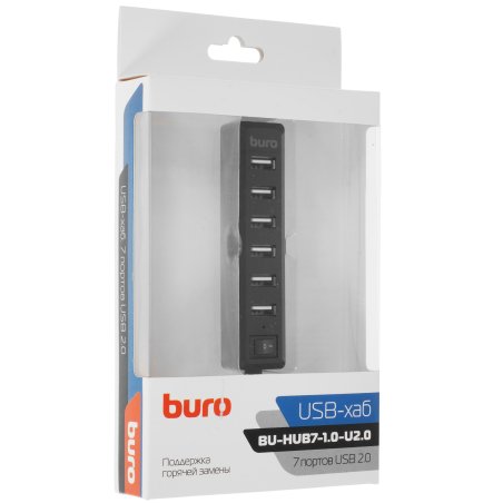 Разветвитель USB 2.0 Buro BU-HUB7-1.0-U2.0 7порт. черный