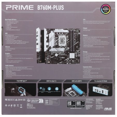 Материнская плата ASUS TUF GAMING B760M-PLUS II, LGA 1700, Intel B760, 4xDDR5, 4xSATA, 3xM.2, 1xPCIe 5.0 x16, 1xPCIe x4, 1xPCIe x1, 1xUSB-A 3.2 Gen 2, 2xUSB-A 3.2 Gen 1, 4xUSB 2.0, 1xUSB-C 3.2 Gen 2x2, 1x2.5Gb LAN, 5x3.5 мм, 7.1, mATX