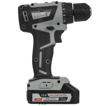 Дрель-шуруповерт аккумуляторная ИНТЕРСКОЛ ДА-10/18В, Аккумуляторная, 18В, 2 АКБ, Кейс