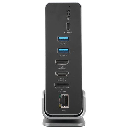 Док-станция Vention USB-C to HDMI/VGA/USB 3.1 Gen 2/USB 3.1 Gen 2-C/USB 3.0x2/RJ45/SD/TF/TRRS 3.5мм/PD/DC Docking Station Gray Vertical Aluminum Alloy Type EU Standard