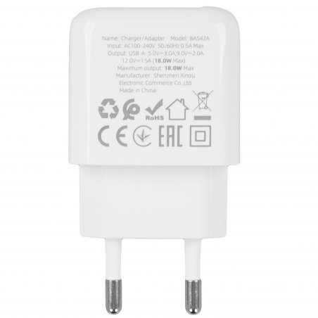 Сетевое зарядное устройство BOROFONE (6941991113789) BAS42A 1USB 3.0A QC3.0 18W белый