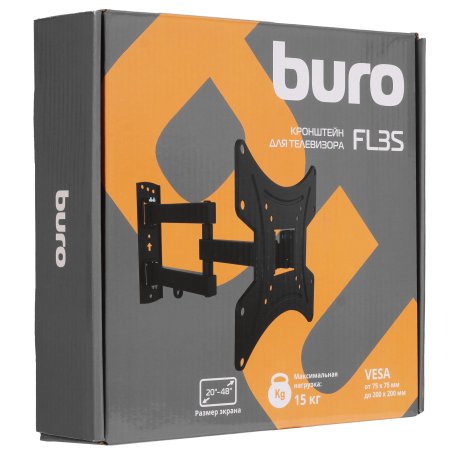 Кронштейн для телевизора Buro FL3S черный 20"-48" макс.15кг настенный поворотно-выдвижной и наклонный