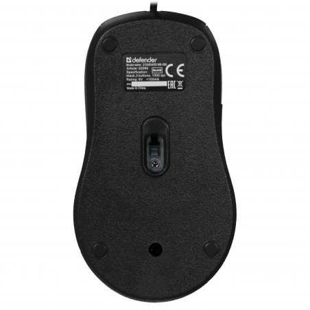 Мышь проводная Defender Standard MB-580 черный, 1000 dpi, USB, кнопки - 3