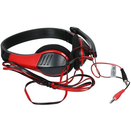 Наушники с микрофоном Oklick HS-M150 черный/красный 2.2м накладные (NO-003N)