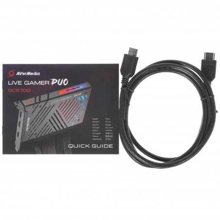 Карта видеозахвата Avermedia Live Gamer DUO, PCI-Express x4 Gen 2, 2xHDMI, 2160p60 HDR, (GC573), RTL