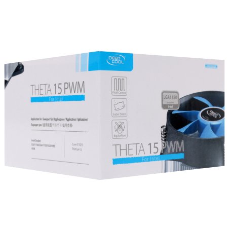 Кулер для процессора DEEPCOOL THETA 15 PWM черный/синий, 100 мм, алюминий, 2800 об/мин, 36 дБ, 4 pin, 95 Вт, 46 мм